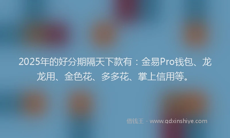 2025年的好分期隔天下款有：金易Pro钱包、龙龙用、金色花、多多花、掌上信用等。