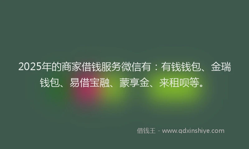2025年的商家借钱服务微信有：有钱钱包、金瑞钱包、易借宝融、蒙享金、来租呗等。
