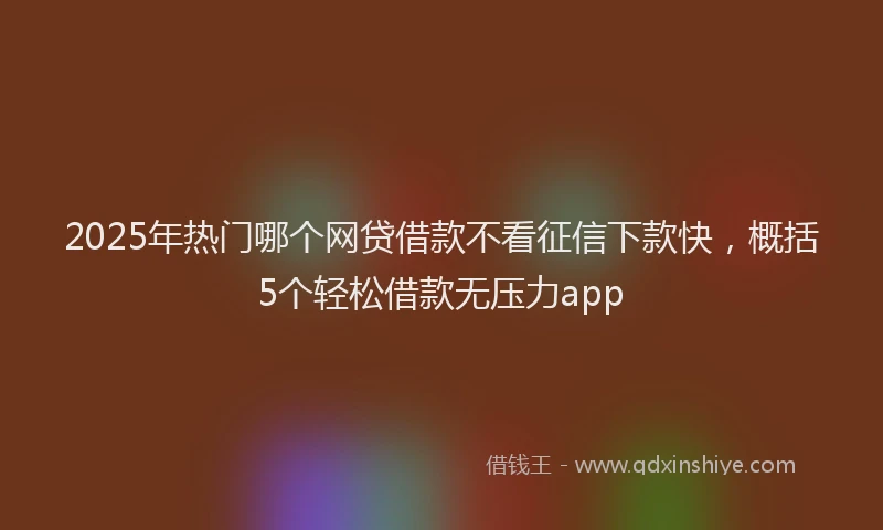 2025年热门哪个网贷借款不看征信下款快，概括5个轻松借款无压力app