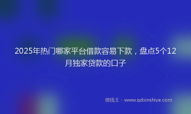 2025年热门哪家平台借款容易下款，盘点5个12月独家贷款的口子