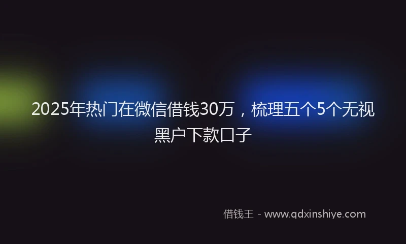 2025年热门在微信借钱30万，梳理五个5个无视黑户下款口子
