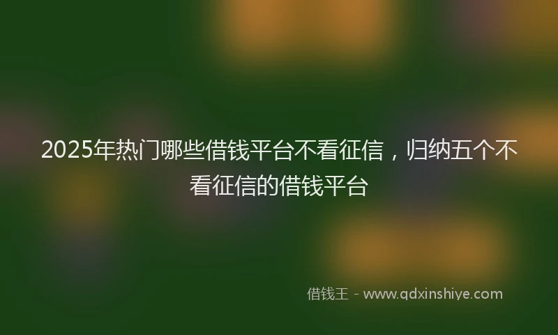 2025年热门哪些借钱平台不看征信，归纳五个不看征信的借钱平台