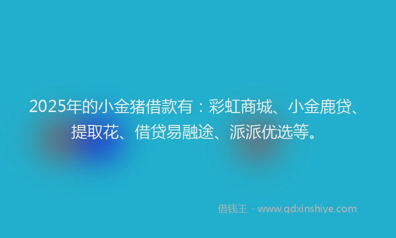 2025年的小金猪借款有:彩虹商城、小金鹿贷、提取花、借贷易融途、派派优选等。