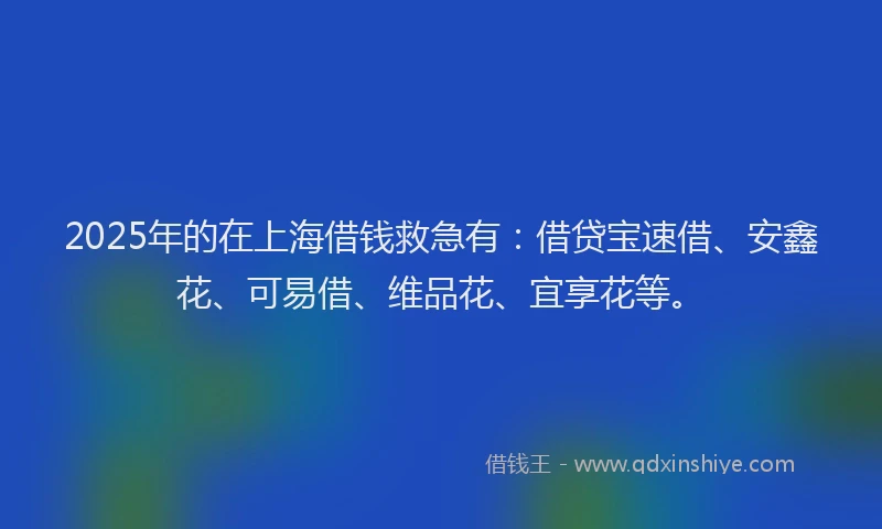 2025年的在上海借钱救急有：借贷宝速借、安鑫花、可易借、维品花、宜享花等。