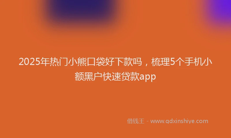 2025年热门小熊口袋好下款吗，梳理5个手机小额黑户快速贷款app