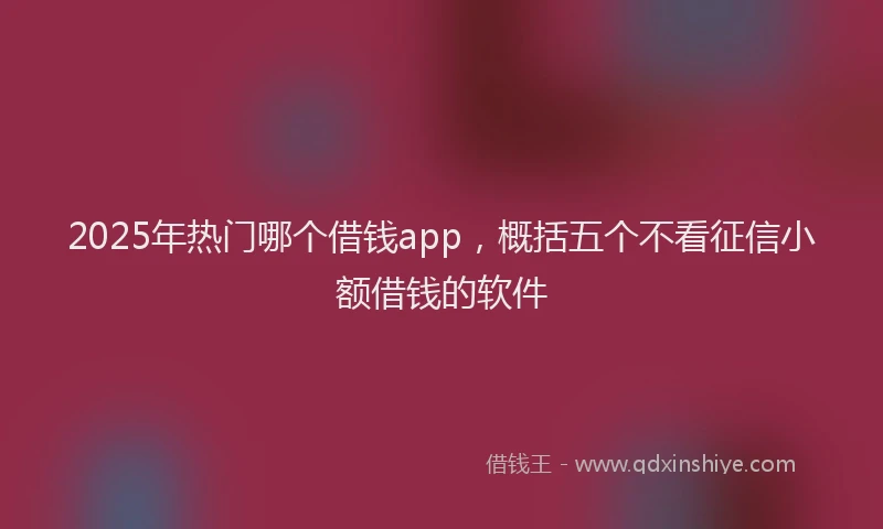 2025年热门哪个借钱app，概括五个不看征信小额借钱的软件