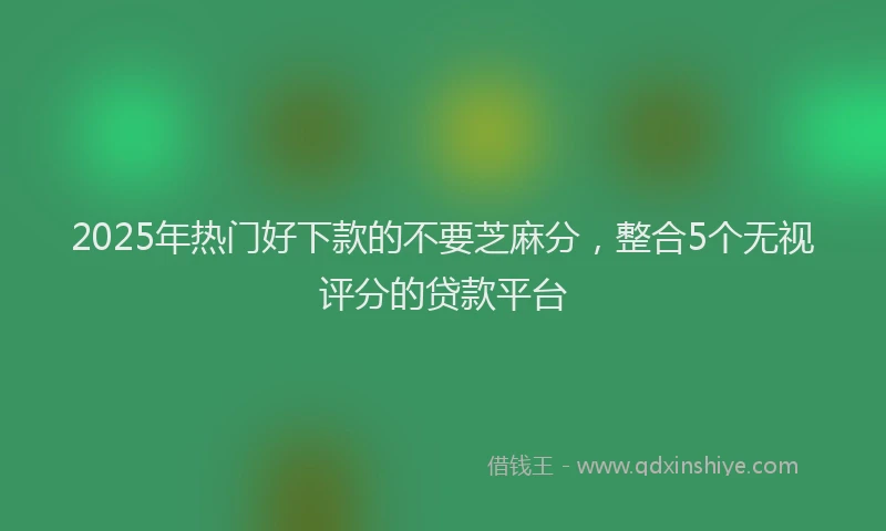 2025年热门好下款的不要芝麻分，整合5个无视评分的贷款平台