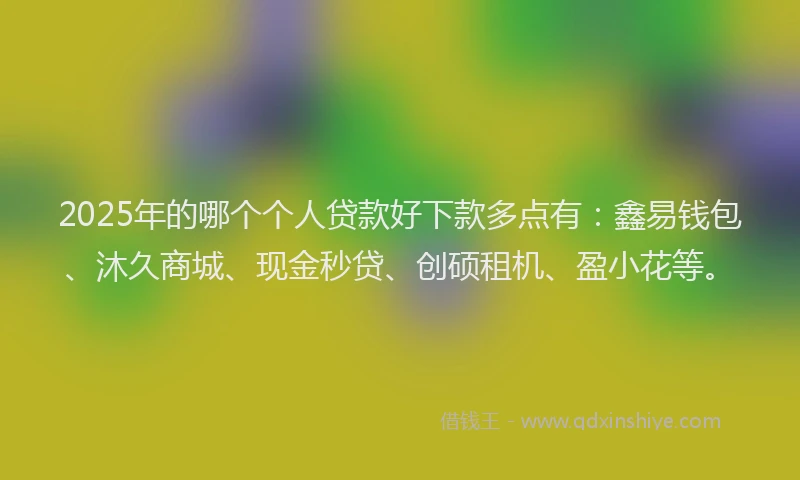 2025年的哪个个人贷款好下款多点有：鑫易钱包、沐久商城、现金秒贷、创硕租机、盈小花等。