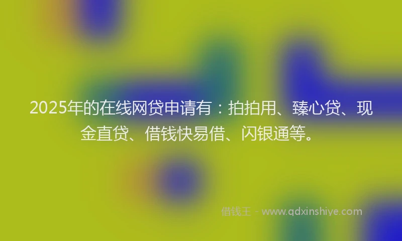 2025年的在线网贷申请有：拍拍用、臻心贷、现金直贷、借钱快易借、闪银通等。