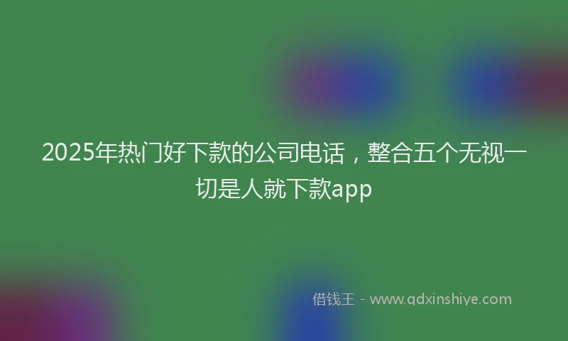2025年热门好下款的公司电话，整合五个无视一切是人就下款app