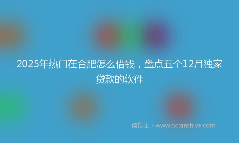 2025年热门在合肥怎么借钱，盘点五个12月独家贷款的软件