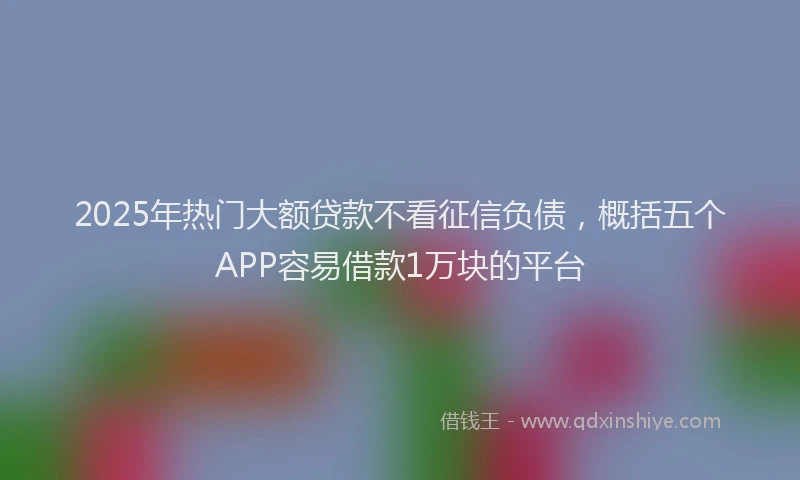 2025年热门大额贷款不看征信负债，概括五个APP容易借款1万块的平台