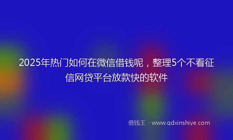 2025年热门如何在微信借钱呢，整理5个不看征信网贷平台放款快的软件