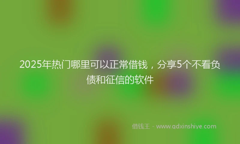 2025年热门哪里可以正常借钱，分享5个不看负债和征信的软件