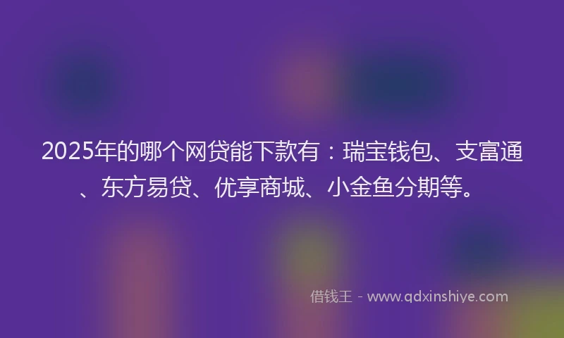 2025年的哪个网贷能下款有：瑞宝钱包、支富通、东方易贷、优享商城、小金鱼分期等。
