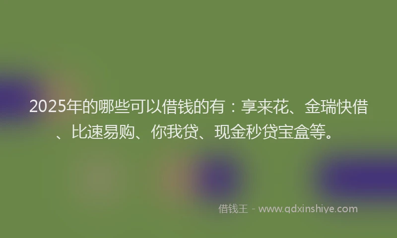 2025年的哪些可以借钱的有：享来花、金瑞快借、比速易购、你我贷、现金秒贷宝盒等。