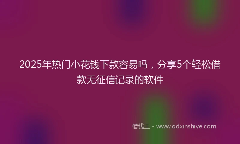2025年热门小花钱下款容易吗，分享5个轻松借款无征信记录的软件