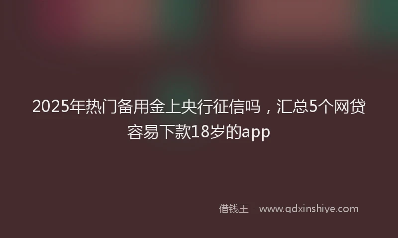 2025年热门备用金上央行征信吗，汇总5个网贷容易下款18岁的app