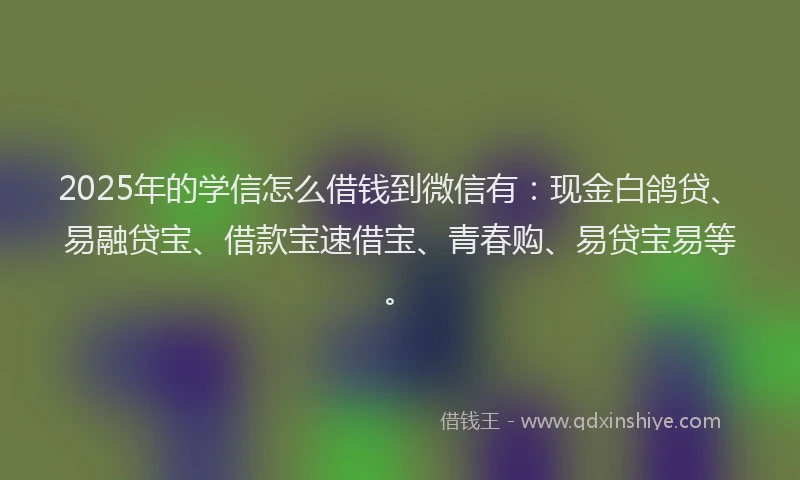 2025年的学信怎么借钱到微信有：现金白鸽贷、易融贷宝、借款宝速借宝、青春购、易贷宝易等。