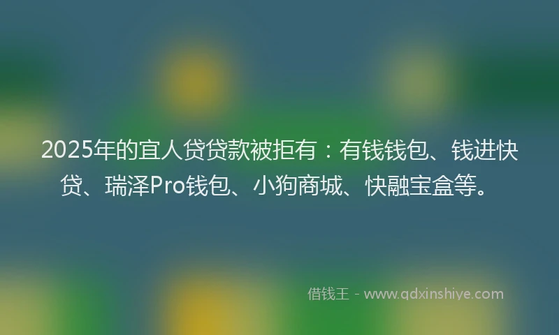 2025年的宜人贷贷款被拒有：有钱钱包、钱进快贷、瑞泽Pro钱包、小狗商城、快融宝盒等。
