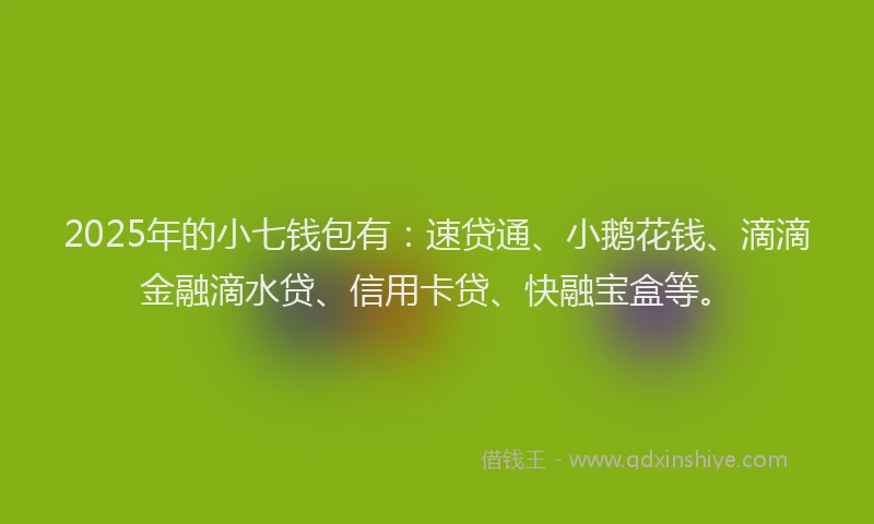 2025年的小七钱包有:速贷通、小鹅花钱、滴滴金融滴水贷、信用卡贷、快融宝盒等。
