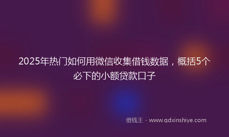 2025年热门如何用微信收集借钱数据,概括5个必下的小额贷款口子