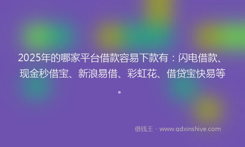 2025年的哪家平台借款容易下款有：闪电借款、现金秒借宝、新浪易借、彩虹花、借贷宝快易等。