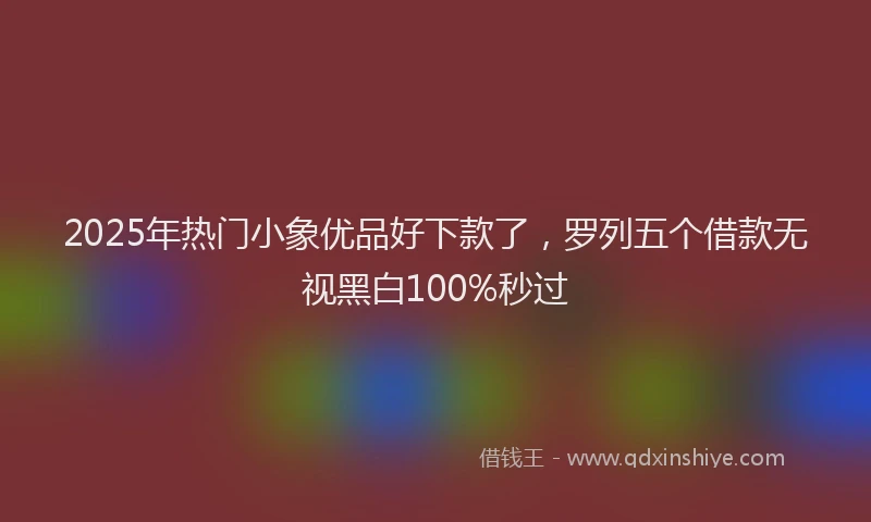 2025年热门小象优品好下款了，罗列五个借款无视黑白100%秒过