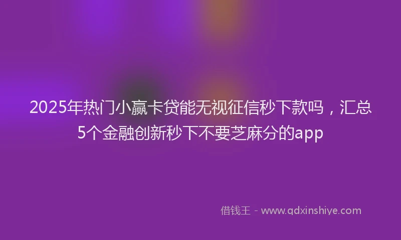 2025年热门小赢卡贷能无视征信秒下款吗，汇总5个金融创新秒下不要芝麻分的app