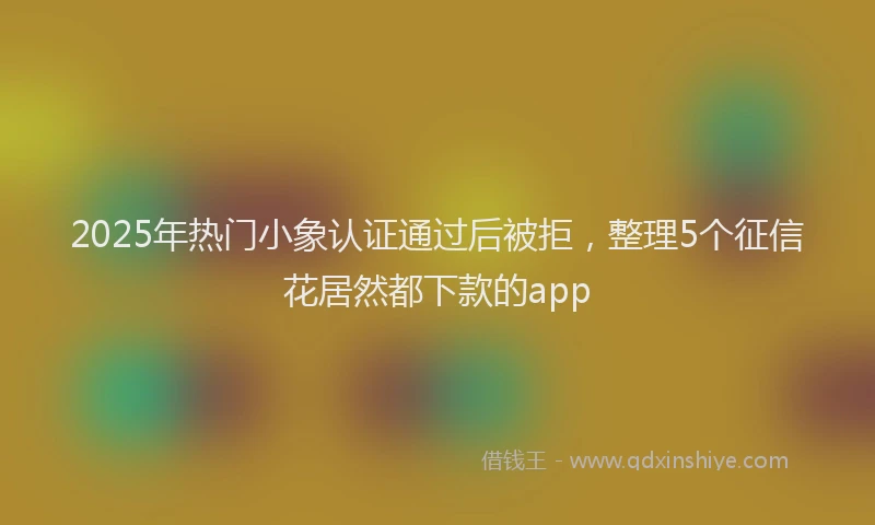 2025年热门小象认证通过后被拒，整理5个征信花居然都下款的app