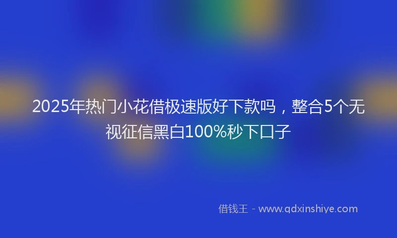 2025年热门小花借极速版好下款吗，整合5个无视征信黑白100%秒下口子