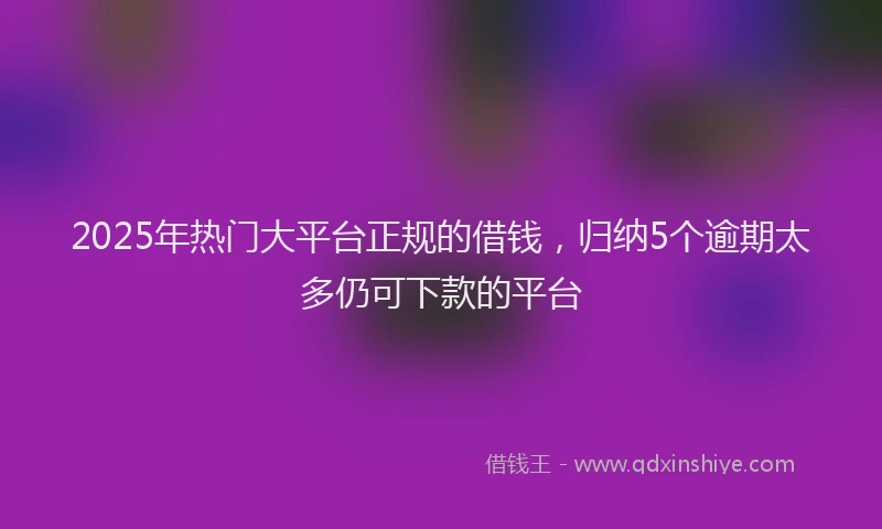 2025年热门大平台正规的借钱，归纳5个逾期太多仍可下款的平台