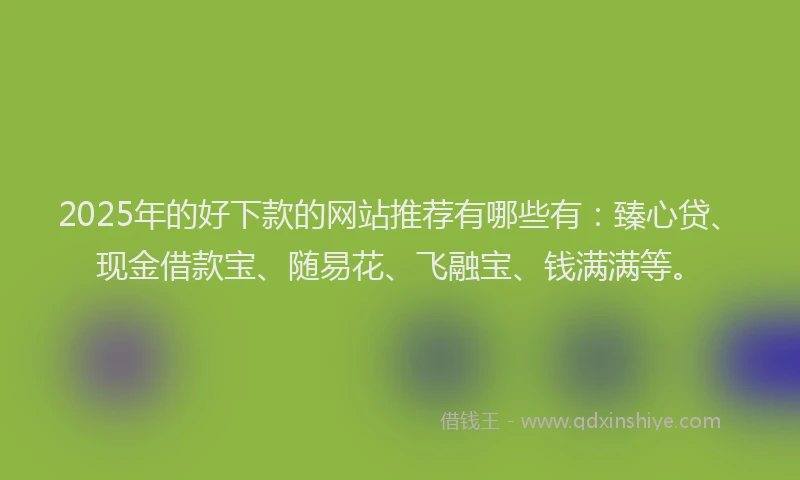 2025年的好下款的网站推荐有哪些有：臻心贷、现金借款宝、随易花、飞融宝、钱满满等。