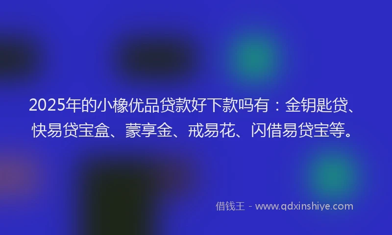 2025年的小橡优品贷款好下款吗有：金钥匙贷、快易贷宝盒、蒙享金、戒易花、闪借易贷宝等。