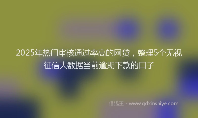 2025年热门审核通过率高的网贷，整理5个无视征信大数据当前逾期下款的口子