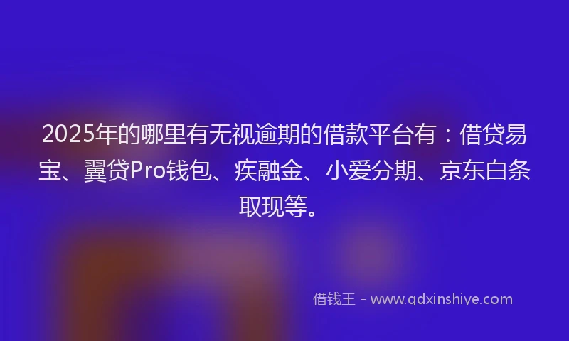 2025年的哪里有无视逾期的借款平台有：借贷易宝、翼贷Pro钱包、疾融金、小爱分期、京东白条取现等。