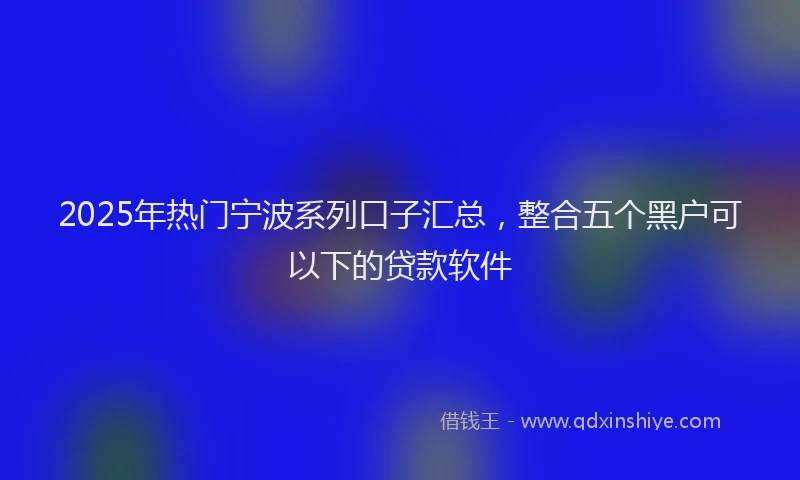 2025年热门宁波系列口子汇总，整合五个黑户可以下的贷款软件