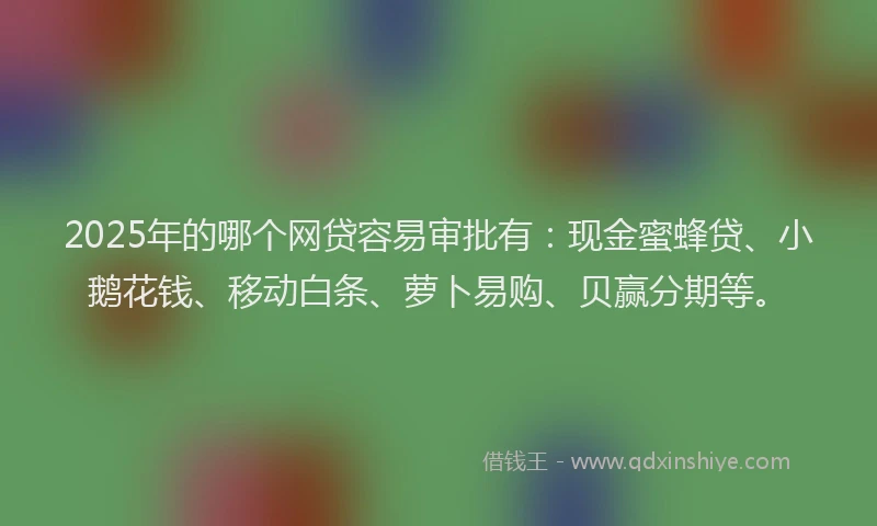 2025年的哪个网贷容易审批有：现金蜜蜂贷、小鹅花钱、移动白条、萝卜易购、贝赢分期等。