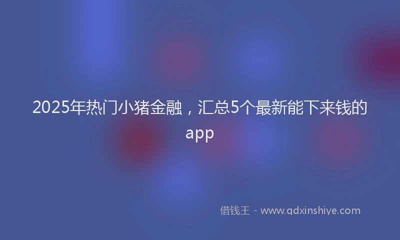 2025年热门小猪金融，汇总5个最新能下来钱的app