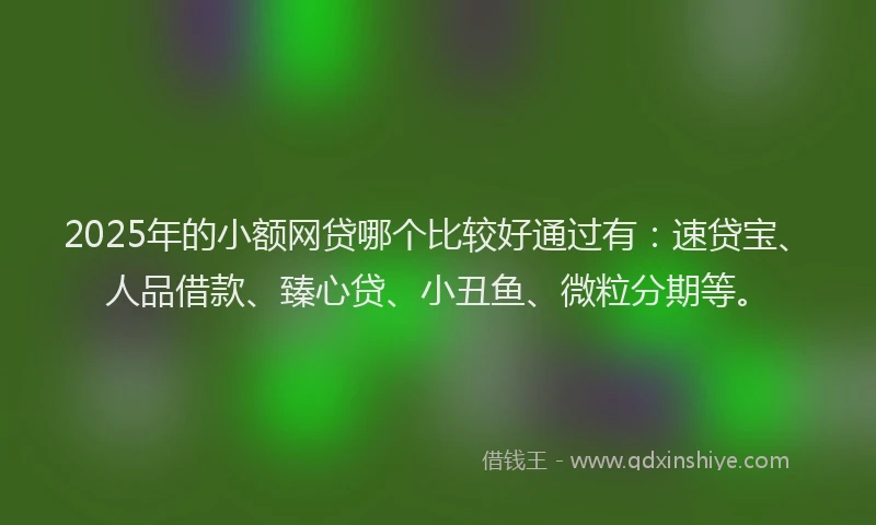2025年的小额网贷哪个比较好通过有：速贷宝、人品借款、臻心贷、小丑鱼、微粒分期等。