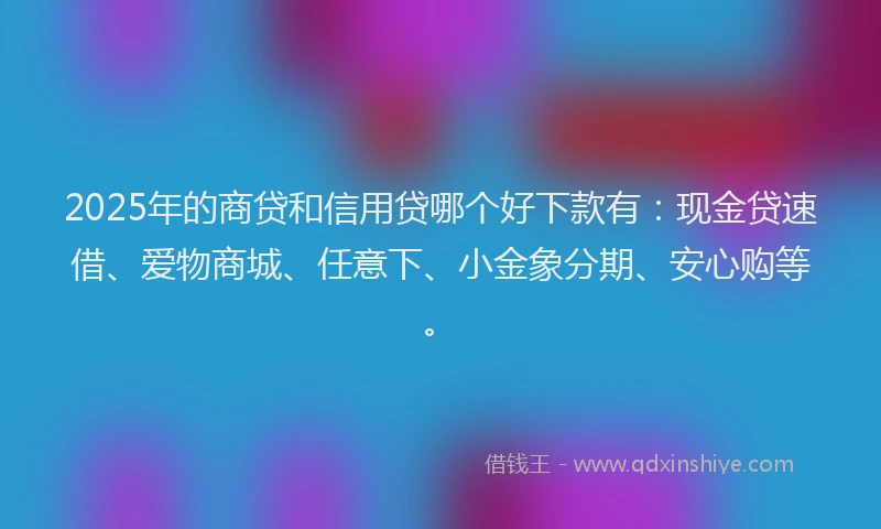 2025年的商贷和信用贷哪个好下款有：现金贷速借、爱物商城、任意下、小金象分期、安心购等。