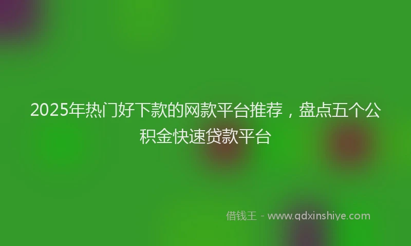 2025年热门好下款的网款平台推荐，盘点五个公积金快速贷款平台