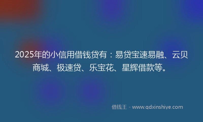 2025年的小信用借钱贷有：易贷宝速易融、云贝商城、极速贷、乐宝花、星辉借款等。