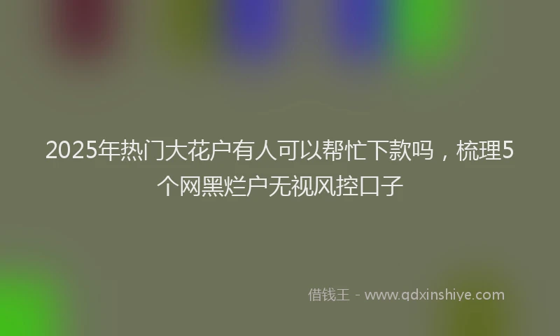 2025年热门大花户有人可以帮忙下款吗，梳理5个网黑烂户无视风控口子