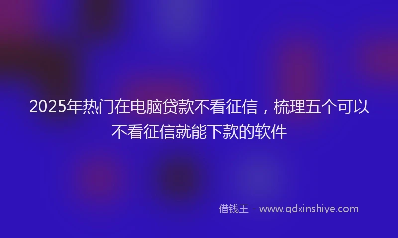 2025年热门在电脑贷款不看征信，梳理五个可以不看征信就能下款的软件