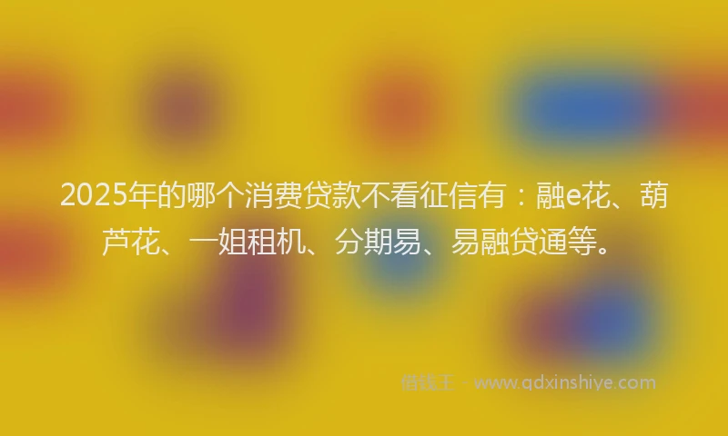 2025年的哪个消费贷款不看征信有：融e花、葫芦花、一姐租机、分期易、易融贷通等。