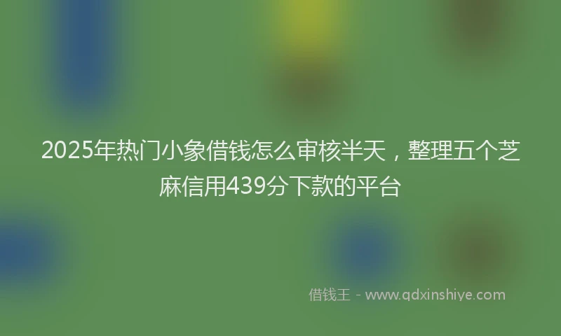 2025年热门小象借钱怎么审核半天，整理五个芝麻信用439分下款的平台
