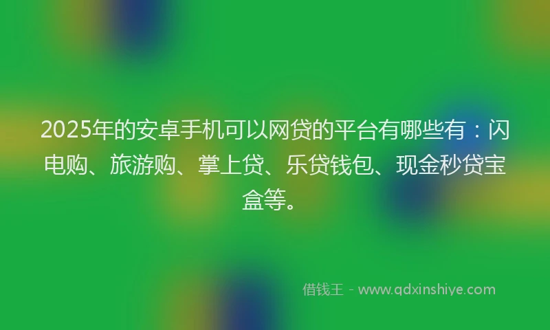 2025年的安卓手机可以网贷的平台有哪些有：闪电购、旅游购、掌上贷、乐贷钱包、现金秒贷宝盒等。