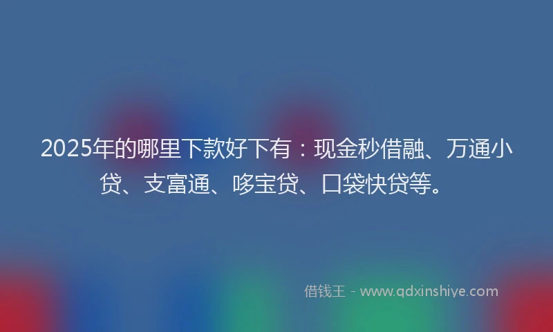 2025年的哪里下款好下有：现金秒借融、万通小贷、支富通、哆宝贷、口袋快贷等。