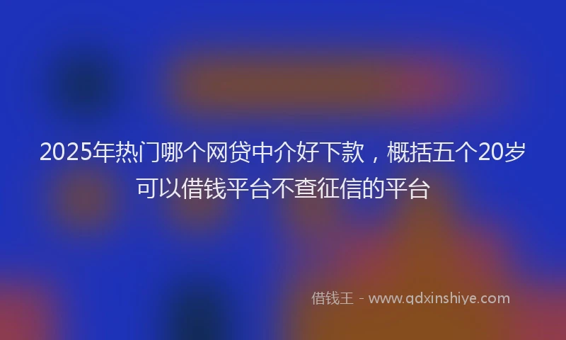 2025年热门哪个网贷中介好下款，概括五个20岁可以借钱平台不查征信的平台